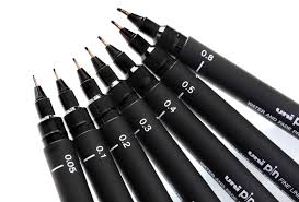 UNI-BALL Pin 0.05,0.1,0.2,0.3,0.5,0.8mm Drawing pen water fade proof pigment ink