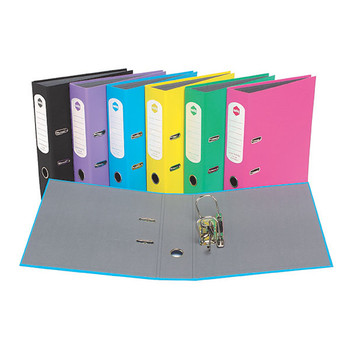 Marbig Lever Arch File A4 PE HI-LITES 75mm 6 Colours 6/Box Marbig Lever Arch File A4 PE HI-LITES 75mm 6 Colours 6/Box