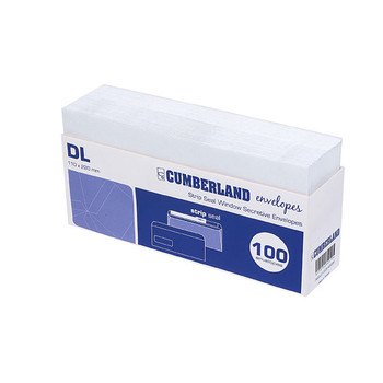 Cumberland DL Window Face Envelope White 110 x 220mm Tray 100 Cumberland DL Window Face Envelope White 110 x 220mm Tray 100