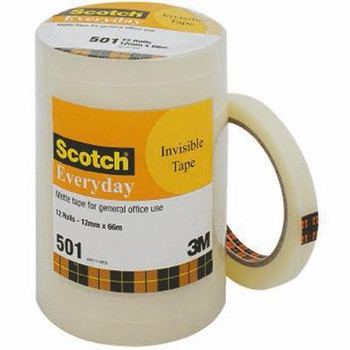 Scotch Invisible Tape 501 Refill 12mm x 66m Bulk Pack 12 Scotch Invisible Tape 501 Refill 12mm x 66m Bulk Pack 12