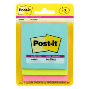 Post it Notes Super Sticky 3 Colours 135 sheets 76 x 76mm 3321-SSMIA Post it Notes Super Sticky 3 Colours 135 sheets 76 x 76mm 3321-SSMIA
