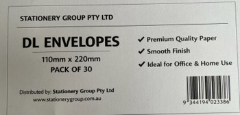 Envelopes DL Plain Face White 110 x 220mm Pk30