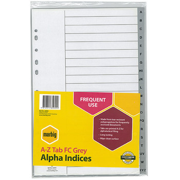 Dividers A-Z Tab FC Gray Alpha Indices Dividers A-Z Tab FC Gray Alpha Indices