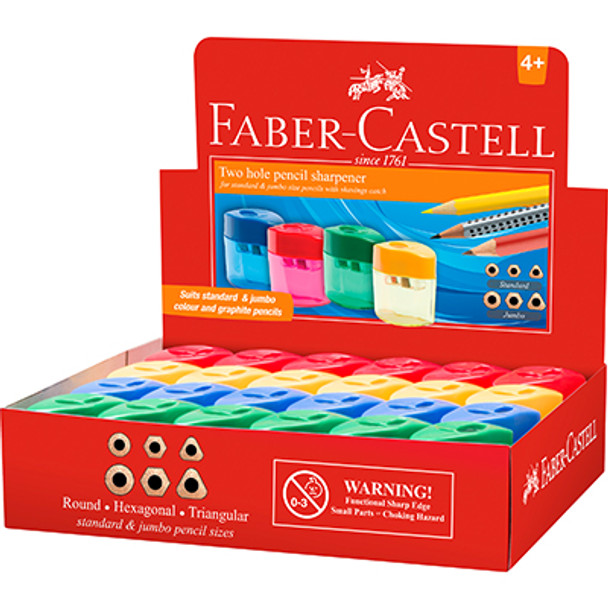 Faber-Castell 2 Hole Pencil Sharpener with Shavings Catch Box 24