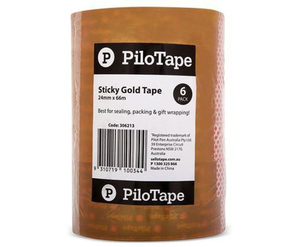 Pilot 306213 Sticky Gold Tape 24mmx66m Pack of 6