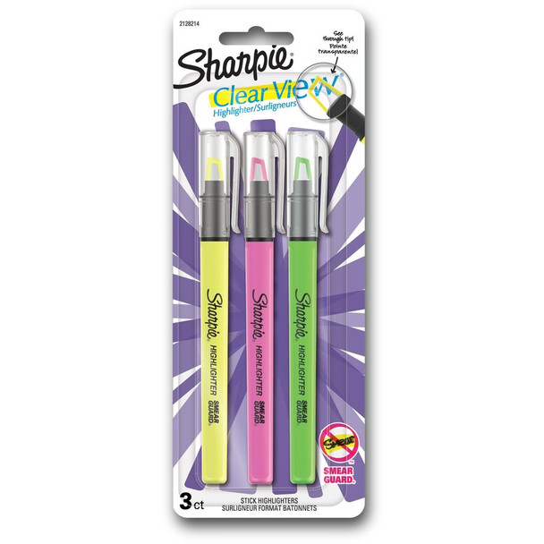 Sharpie Clear View Highlighters Sticks Assorted 3 Pack