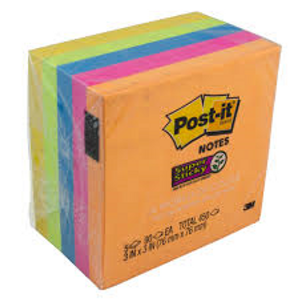 Super Sticky Notes 654-5SSUC 76 x 76mm 12 Pads x 100 Sheets