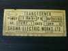Showa Electric 11257.1  1.5 Kva Single Phase Transformer 50/60 Hz
