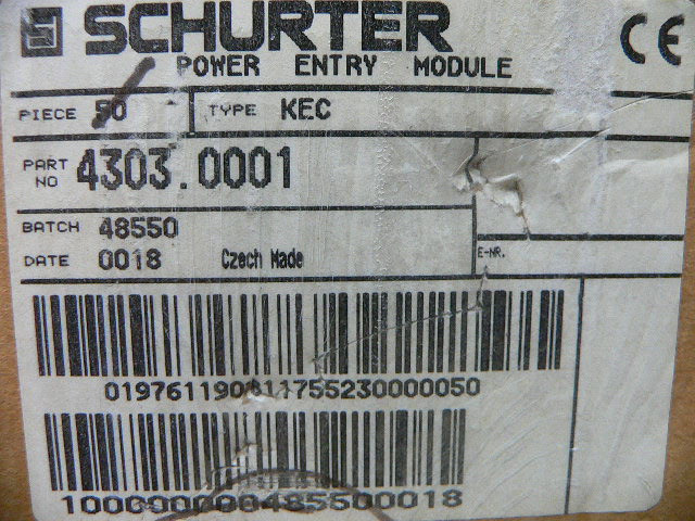 Schurter 4303.0001 Power Entry Module Plug Fen Industrial