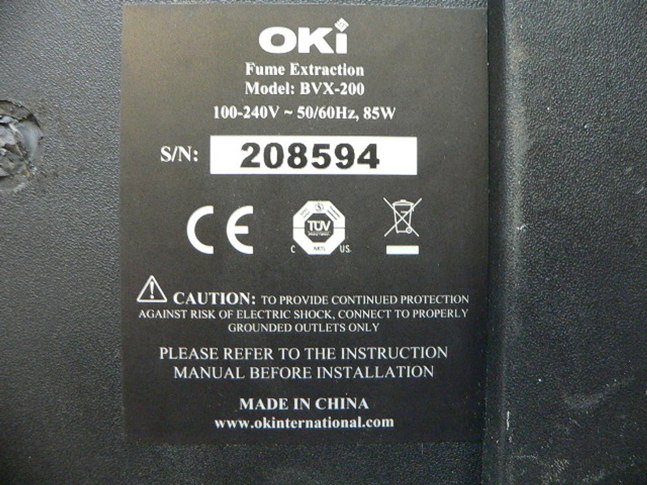 OKI BVX200 Soldering Fume Extractor System Fan Filter Module Fen