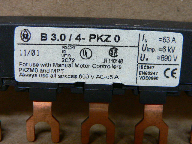 Klockner Moeller B 3.0/4-Pkz0 Feeder Busbar Connect For Use With Manual ...