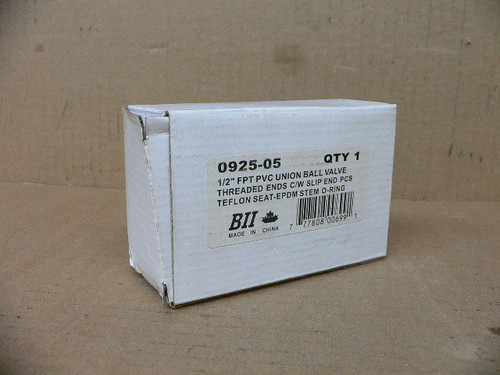 Bii 0925-05 1/2" Pvc Union Ball Valve Fpt
