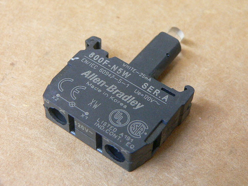 Allen Bradley 800F-N5w Pilot Light Contact Block Allen Bradley 800F-N5w Pilot Light Contact Block
