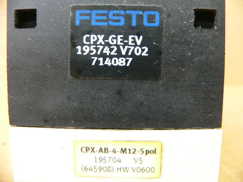 Festo Cpx-Ab-4-M12-5Pol Connector Block, Modular Cpx-Ge-Ev Interlinking ...