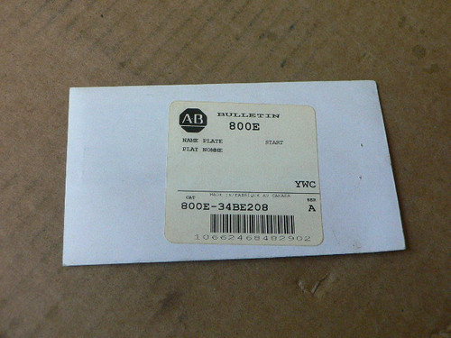 Allen Bradley 800E-34Be208 Start Legend Plate Allen Bradley 800E-34Be208 Start Legend Plate