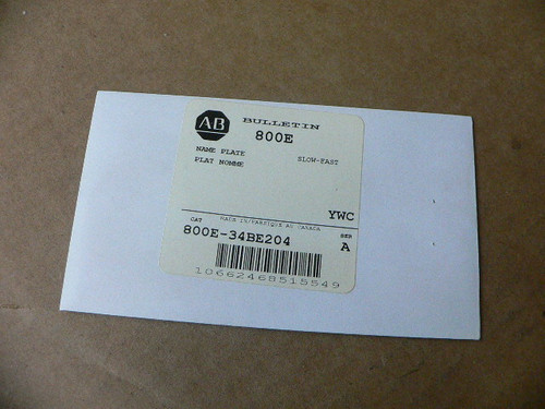 Allen Bradley 800E-34Be204 Legend Plate Allen Bradley 800E-34Be204 Legend Plate