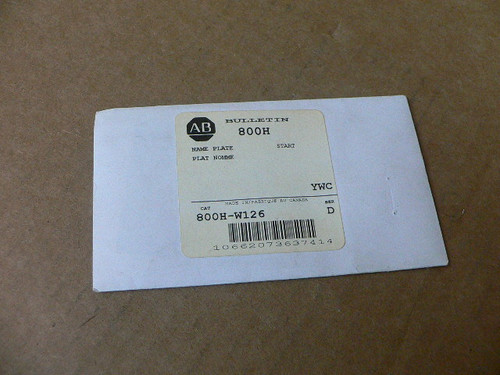 Allen Bradley 800H-W126 Legend Plate Allen Bradley 800H-W126 Legend Plate