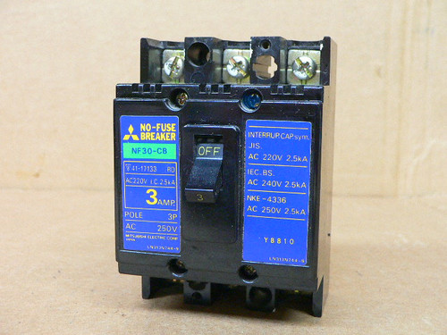 Mitsubishi Nf30-Cb Circuit Breaker 3A 250Vac Mitsubishi Nf30-Cb Circuit Breaker 3A 250Vac