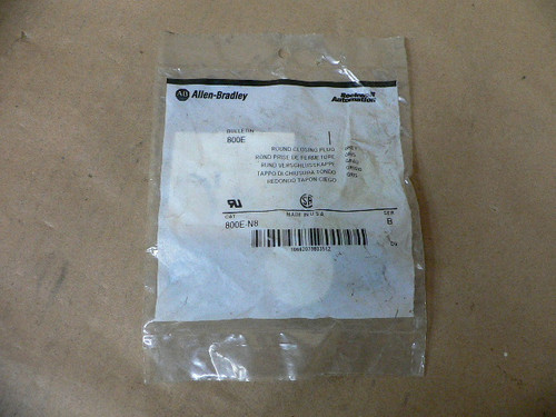 New Allen Bradley Round Hole Closing Plug, Gray, 800E-N8