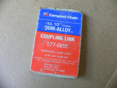Campbell Chain 577-0815 1/2" Quik-Alloy Coupling Link Campbell Chain 577-0815 1/2" Quik-Alloy Coupling Link