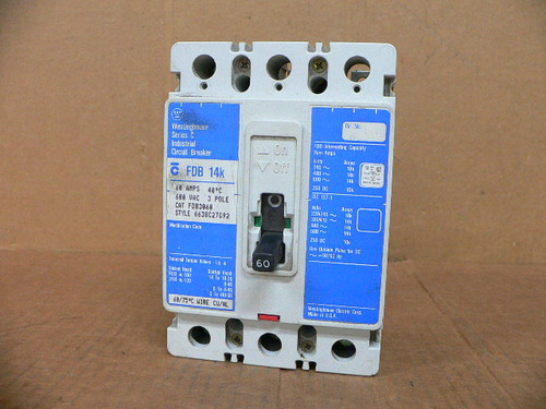 Westinghouse Fdb3060 Industrial Circuit Breaker 60A 3-Pole Westinghouse Fdb3060 Industrial Circuit Breaker 60A 3-Pole
