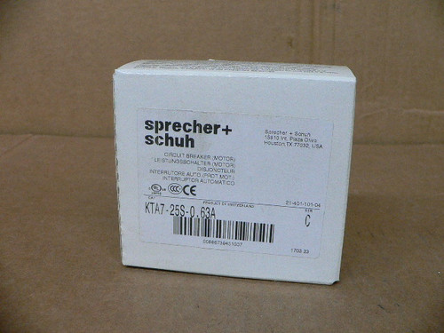 Sprecher + Schuh Kta7-25S-0.63A Motor Circuit Protector Breaker Sprecher + Schuh Kta7-25S-0.63A Motor Circuit Protector Breaker