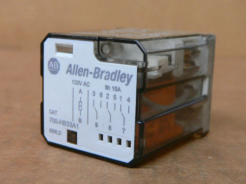 Allen Bradley 700-Hb33a1 General Purpose Square Base Relay Ser D 120V Allen Bradley 700-Hb33a1 General Purpose Square Base Relay Ser D 120V