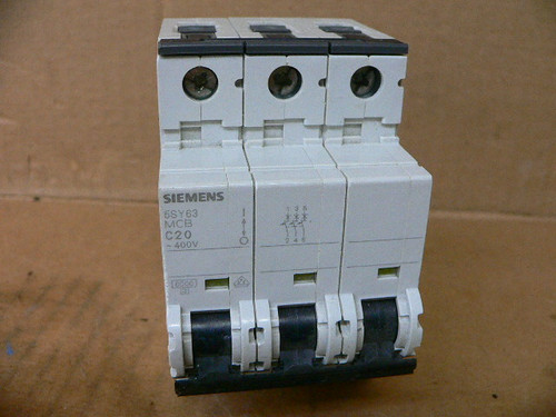Siemens 5Sy63 Mcb C20 3 Pole 20 Amp Circuit Breaker