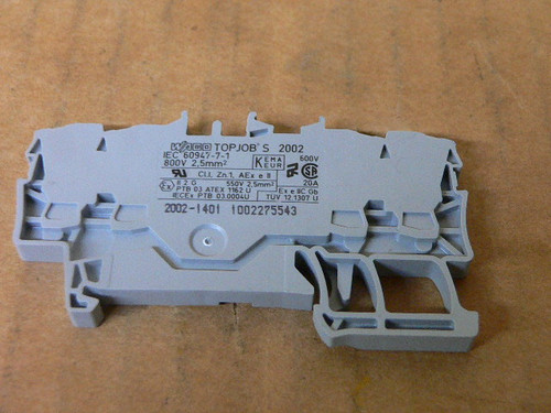 Wago 2002-1401 4-Conductor Terminal Block Din Rail Connector, Grey