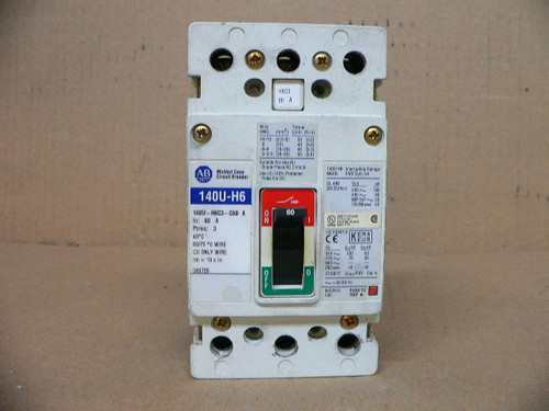 Allen Bradley 140U-H6 140Uh6c3c60 140U-H6c3-C60 60 Amps 3 Pole