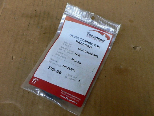 Techspan Np-36-Bk Black Nylon Locking Nut Dome Connector Pg36 Np36bk