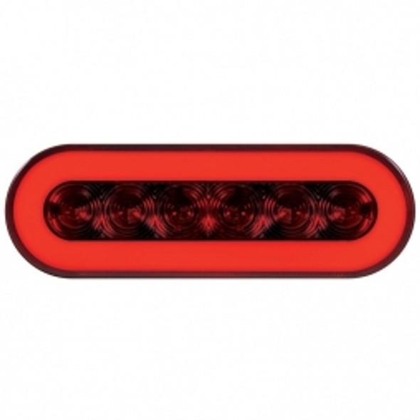 22 LED 6" Oval GLO Stop, Turn & Tail Light - Red LED/Red Lens