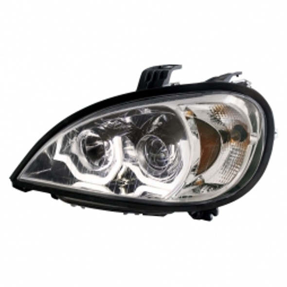 1996 - 2018 Freightliner Columbia Chrome Projection Headlight w/ LED Position Light - Driver