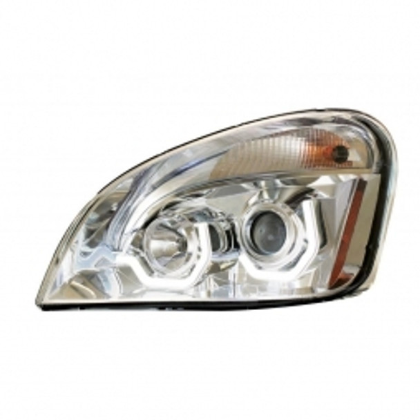 2008+ Freightliner Cascadia Chrome Projection Headlight w/ LED Position Light - Driver