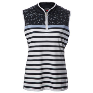 JRB Women's Golf Fashion Shirt - Glacier Blue Stripe - Sleeved or Sleeveless JRB Women's Golf Fashion Shirt - Glacier Blue Stripe - Sleeved or Sleeveless
