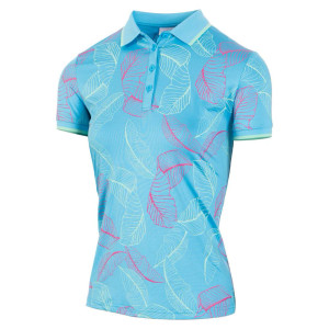 IGLTS2300 - Ladies Leaf Print Polo Shirt-True Blue IGLTS2300 - Ladies Leaf Print Polo Shirt-True Blue