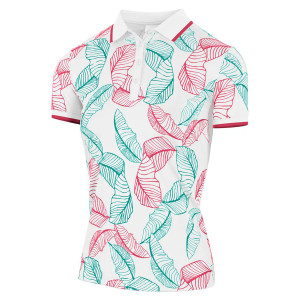 IGLTS2300 - Ladies Leaf Print Polo Shirt-White IGLTS2300 - Ladies Leaf Print Polo Shirt-White