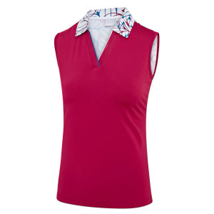 IGLTS2329 - Ladies 'Summer Leaf' Printed Back & Collar Sleeveless Polo Shirt IGLTS2329 - Ladies 'Summer Leaf' Printed Back & Collar Sleeveless Polo Shirt