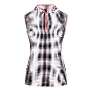 JRB Women's Golf Shirt - Coral Peach Spot Print - Sleeved Or Sleeveless JRB Women's Golf Shirt - Coral Peach Spot Print - Sleeved Or Sleeveless