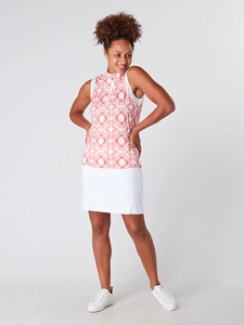 Serena Block Sleeveless polo - Code Red