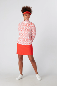 Celeste Patterned 1/4 Zip - Code Red Celeste Patterned 1/4 Zip - Code Red