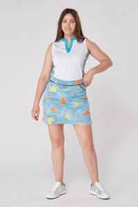 Lara Sleeveless Polo - Wave Pattern Lara Sleeveless Polo - Wave Pattern