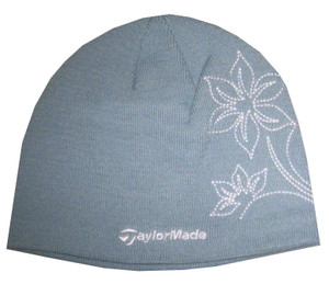 TaylorMade Women's Chelsea Floral Fleece Lined Golf Beanie Hat – Blue | One Size