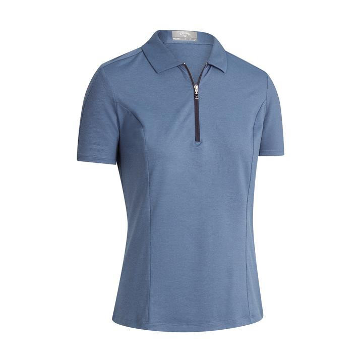 Callaway Ladies Short Sleeve Tonal 1/4 Zip Polo - True Navy