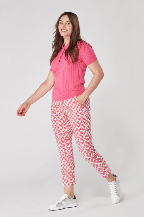 Georgia 7/8th Trouser - Lush Pink and Mandarin