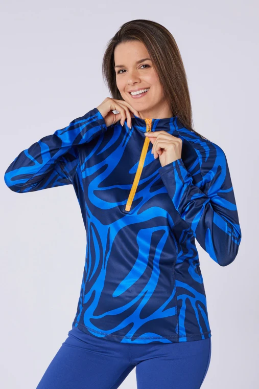 ELAINE NET 1/4 ZIP TIGER'S EYE