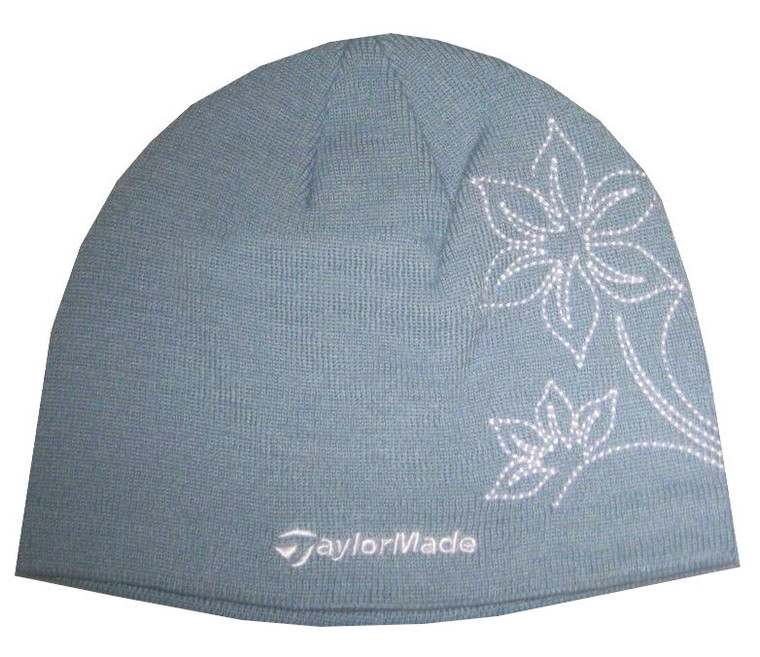 TaylorMade Women's Chelsea Floral Fleece Lined Golf Beanie Hat – Blue | One Size