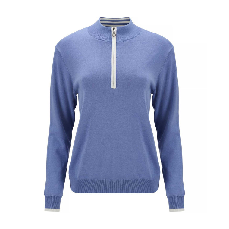 JRB Women's Golf - 1/4 Zipped Lined Sweater - Cornflower Blue