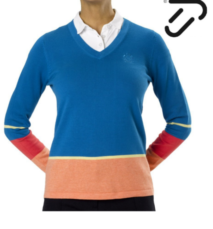 IJP Design Ladies Luxury Golf Sweater Perma Cotton Blue