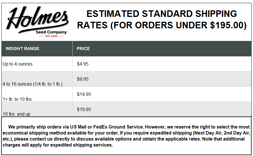 2025 Shipping Rates